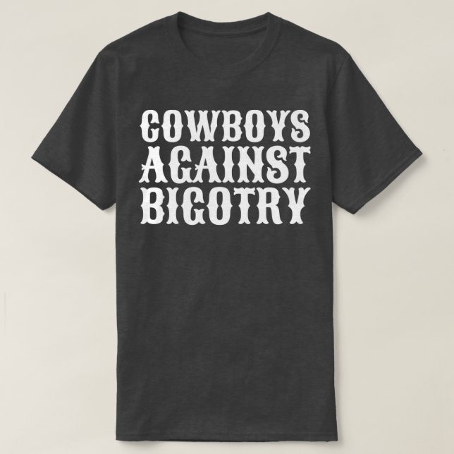 White Orville Peck Cowboys gegen Bigotry Texte T-Shirt (Design vorne)