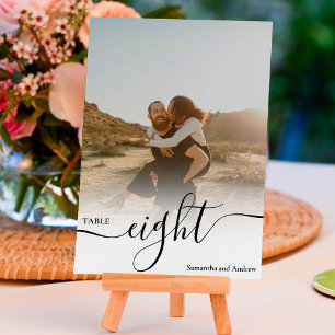 White Overlay chic Skriptnamen Fotos Hochzeit Tischnummer