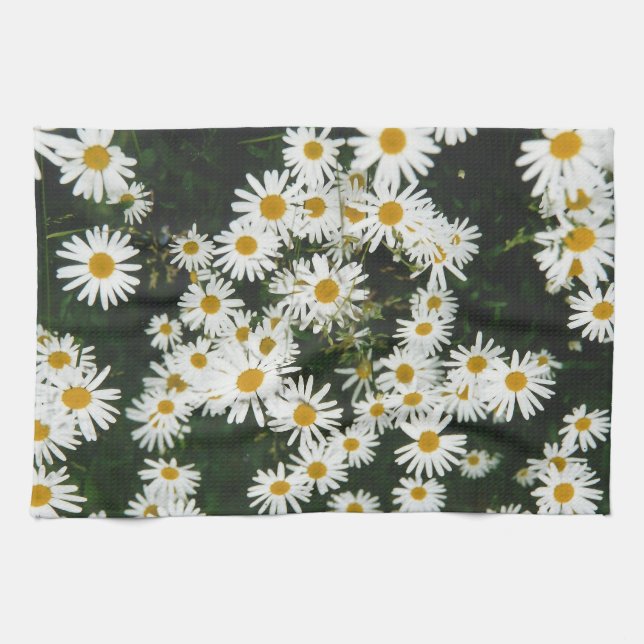 White Oxeye Daisy, Moon Daisy Meadow Geschirrtuch (Horizontal)
