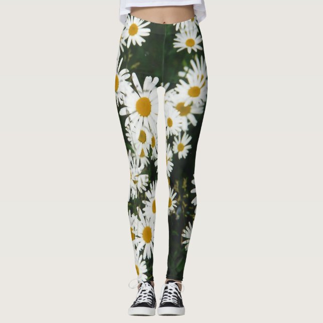 White Oxeye Daisy, Moon Daisy Meadow Leggings (Vorderseite)