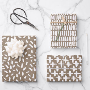 White Paint Rustic Kraft Simple Elegante Weihnacht Geschenkpapier Set