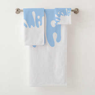 White Paint Spritzer auf Baby Blue Badhandtuch Set