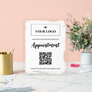 White Paint Your Logo Ernennung Buchung QR-Code Acrylschild