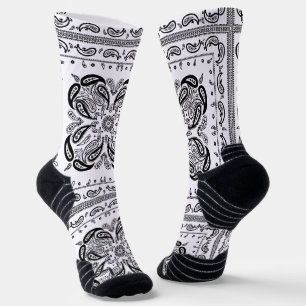 White Paisley Bandana Print Socken