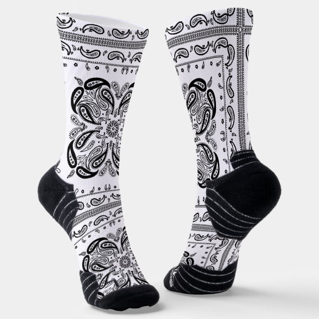 White Paisley Bandana Print Socken (Gewinkelt)