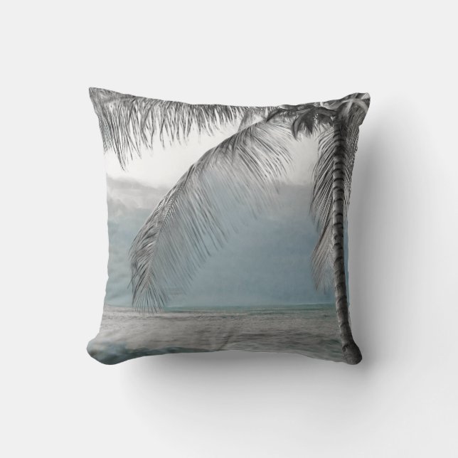 White Palm Coconut Tree Elegantes Strandparadies Kissen (Vorderseite)