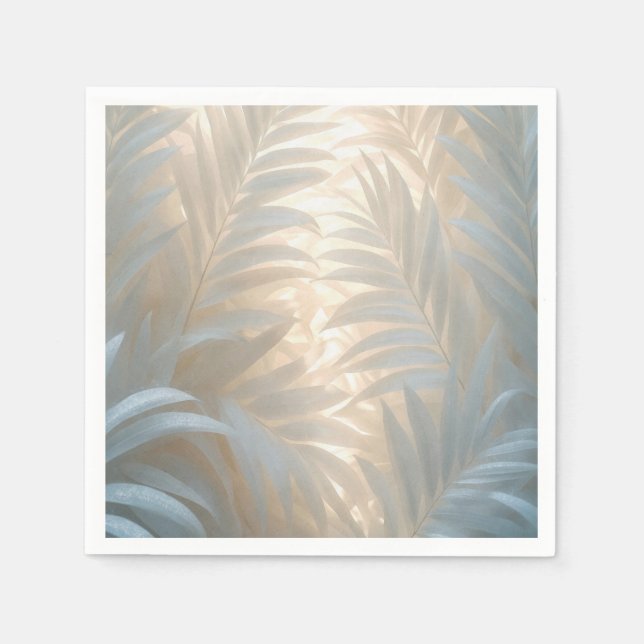White palm leaves in pale colors, watercolor serviette (Vorderseite)