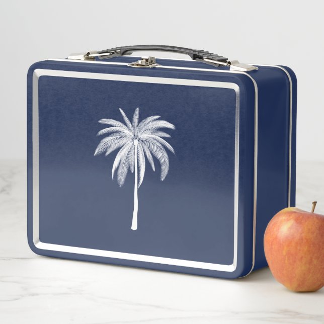 White Palm Tree on Blue Lunch Box (Beispiel)