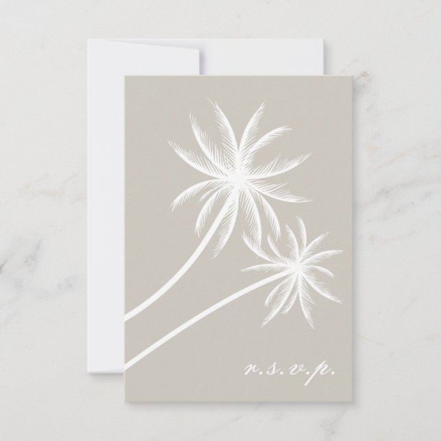 White Palm Trees Wedding RSVP Karte (Vorderseite)