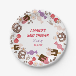 White Paper Plate für süße und salzige Babydusche Pappteller