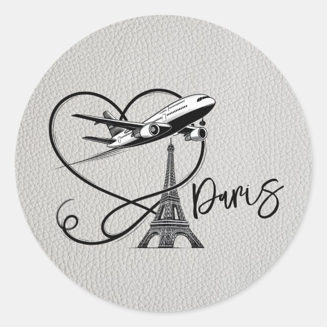 White Paris Passport Runder Aufkleber (Vorderseite)