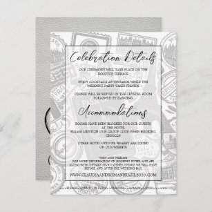 White Paris Passport Wedding Begleitkarte