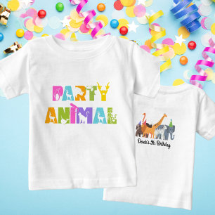 White Party Animal Zoo Safari Erster Geburtstag Sh Baby T-shirt