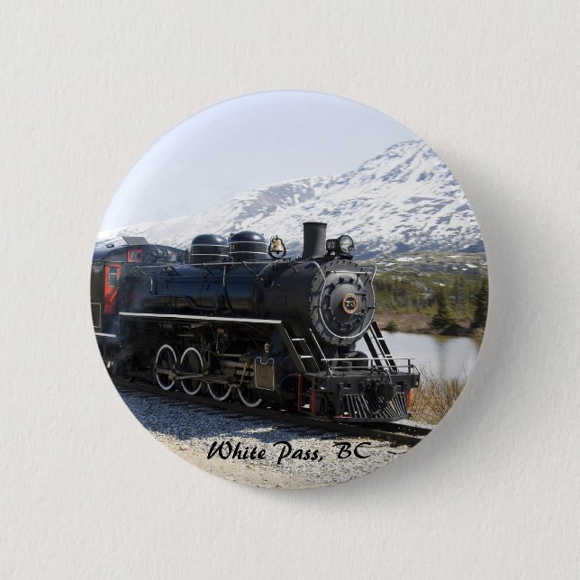 White Pass Zug im Schnee Knopf Button (Vorderseite)