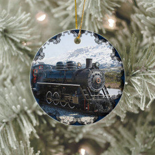 White Pass Zug im Schnee-Ornament Keramikornament
