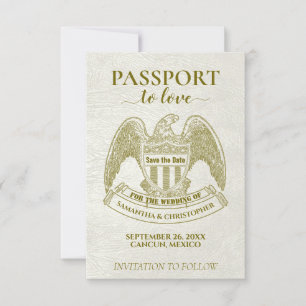 White Passport zur Liebe Spaß Hochzeit in Urlaubso Save The Date