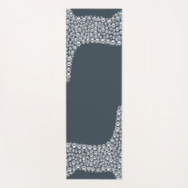 White Paw Print Dog Silhouette Pattern Fabric Yogamatte
