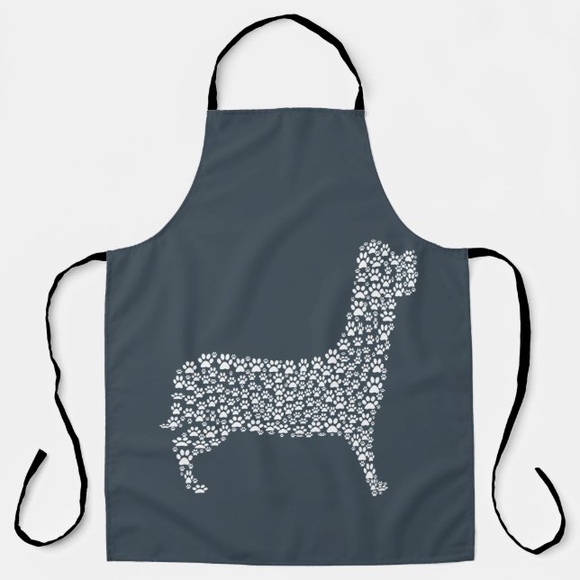White Paw Print Dog Silhouette Schürze (Vorderseite)