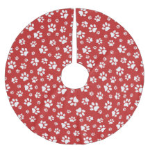 White Paw Prints Weihnachtsbaumrock