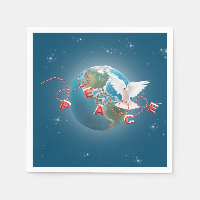 White Peace Dove auf dem Planeten Erde Serviette (Vorderseite)