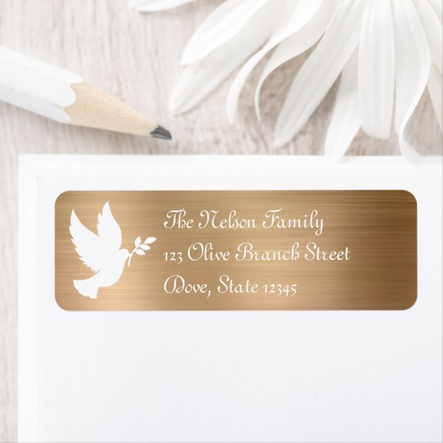White Peace Dove Silhouette Imitate Gold Foil (Insitu)