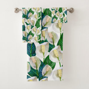 White Peace Lily Badhandtuch Set