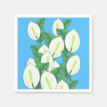 White Peace Lily Illustration Blassblau