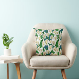 White Peace Lily Pattern Kissen