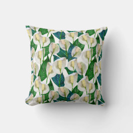 White Peace Lily Pattern Kissen
