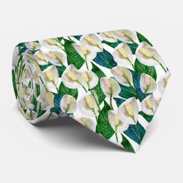 White Peace Lily Pattern Krawatte