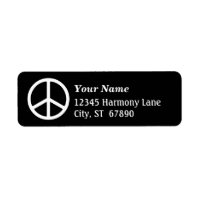 White Peace Sign auf dem Black Custom Address Labe