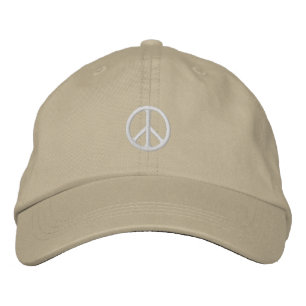 White Peace Sign Hat Bestickte Baseballkappe