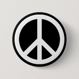 White Peace Symbol Button