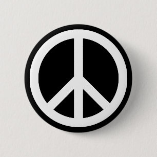 White Peace Symbol Button
