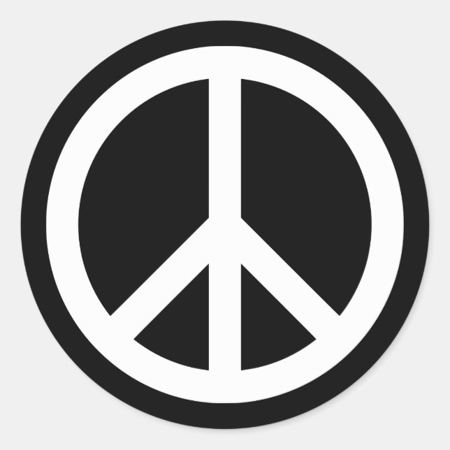 White Peace Symbol Runder Aufkleber (Vorderseite)