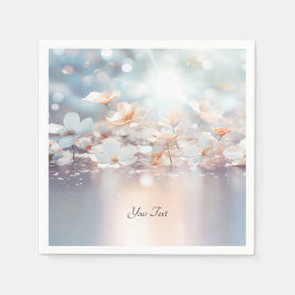 White Peach Floral Napkins Serviette