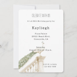 White Peacock Birthday Einladung