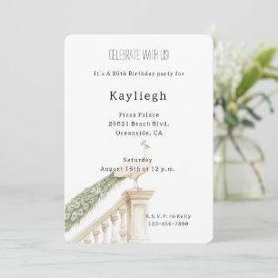 White Peacock Birthday Einladung