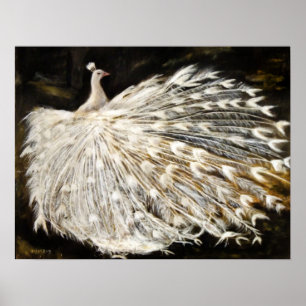 White Peacock Painting Print Posters Art Poster
