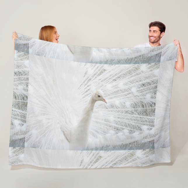 White Peacock schöne Federn Fleecedecke (Beispiel)