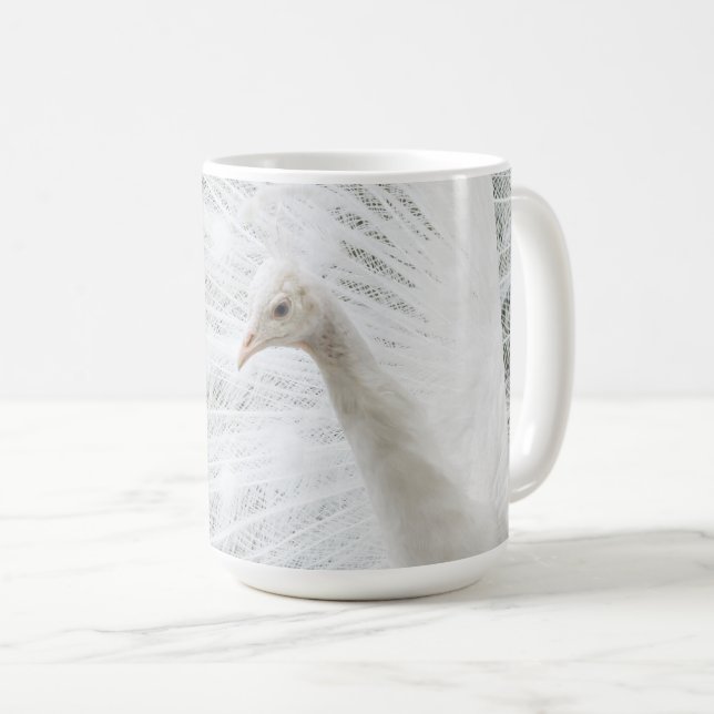 White Peacock schöne Federn Latte Tasse (VorderseiteRechts)