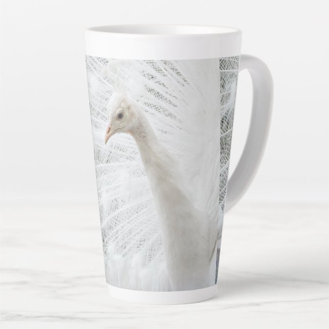 White Peacock schöne Federn Milchtasse (Rechte Ecke)