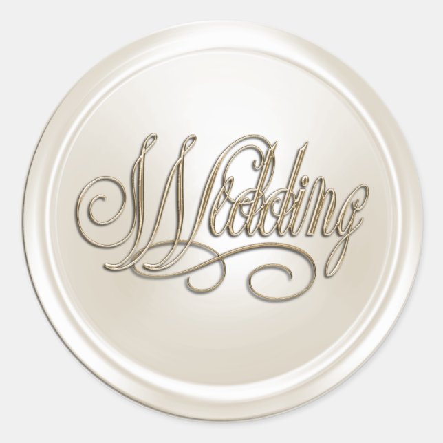 White Pearl and Gold Wedding Umschlag Aufkleber (Vorderseite)