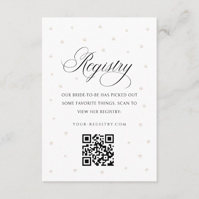 White Pearls Bridal Shower Registry Card Begleitkarte (Vorderseite)