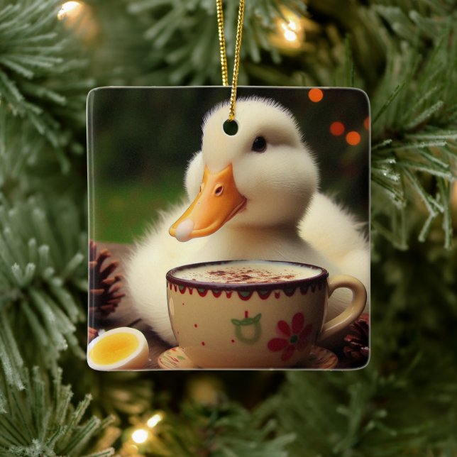 White Pekin Christmas Duck Keramikornament (Baum)