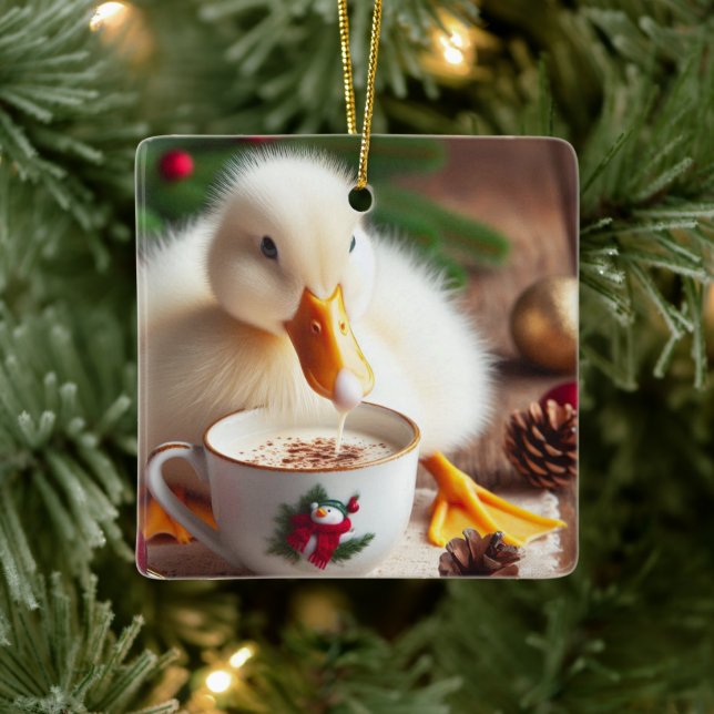 White Pekin Christmas Duck Keramikornament (Baum)