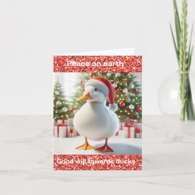 White Pekin Duck Weihnachtskarte Karte (Vorderseite)