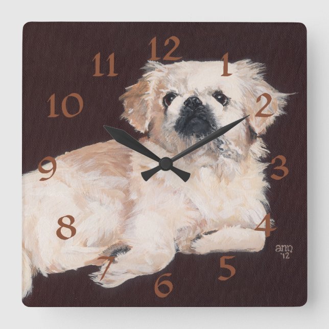 White Pekingese Uhr (Vorderseite)