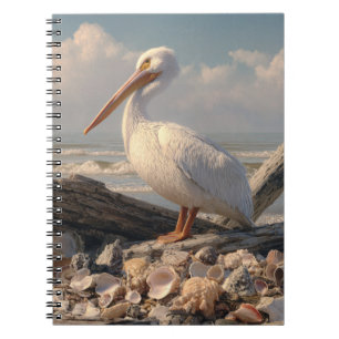 White Pelican Seashell Beach Notebook Notizblock