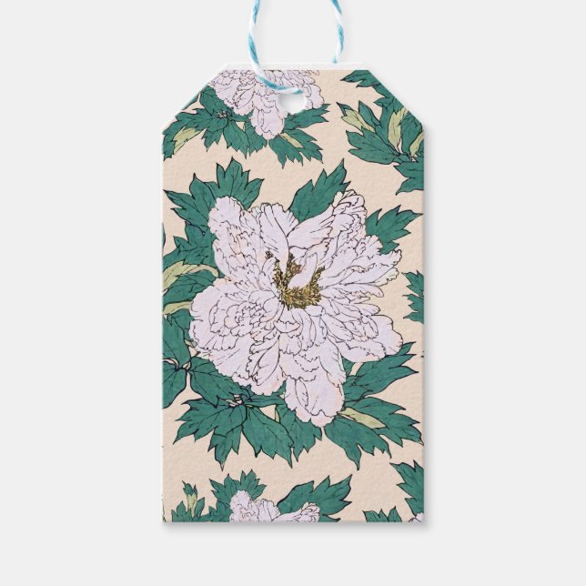 White Peonies Geschenkanhänger (Vorderseite)